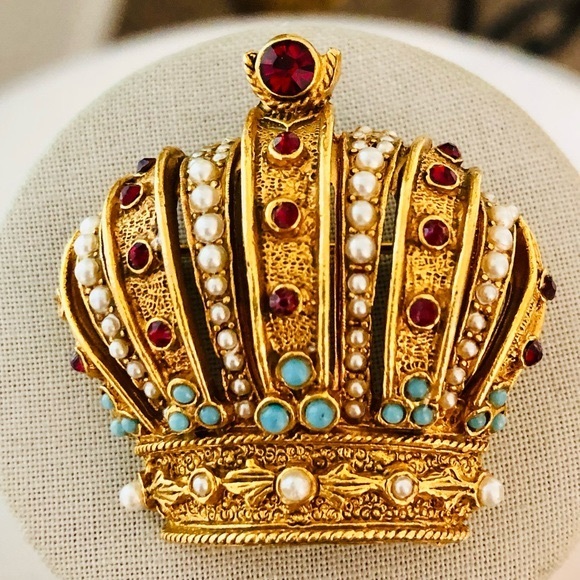Vintage Heraldic Arthur Pepper rhinestone Imperial Crown brooch - Picture 4 of 16